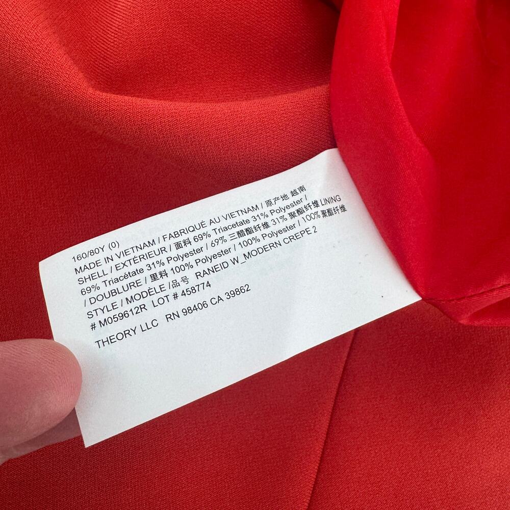 Theory Modern Crepe 2 Sheath Dress - Size 0 NWT $295 Poppy Red Business - Picture 8 of 8